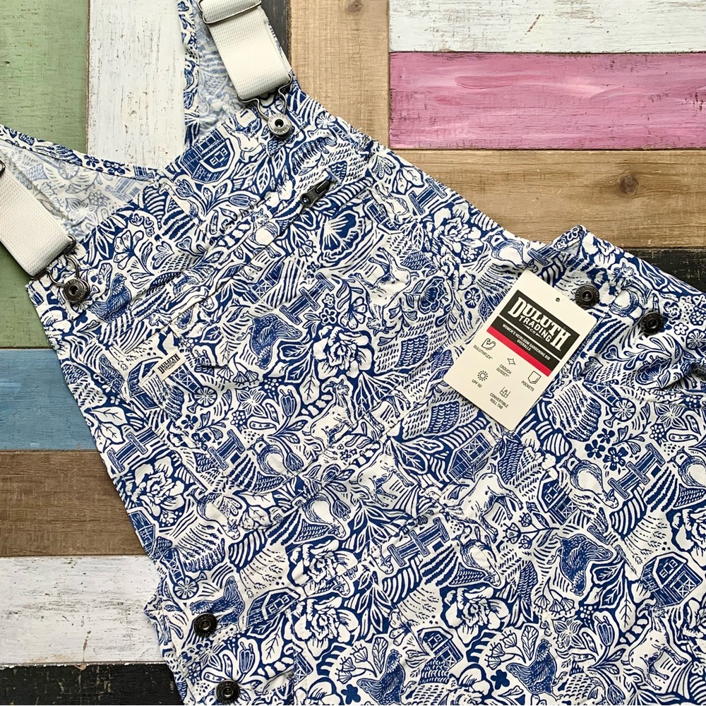 NWT Duluth Small x35L Heirloom Gardening Bib Overalls Farm Toile Garden Outdoors